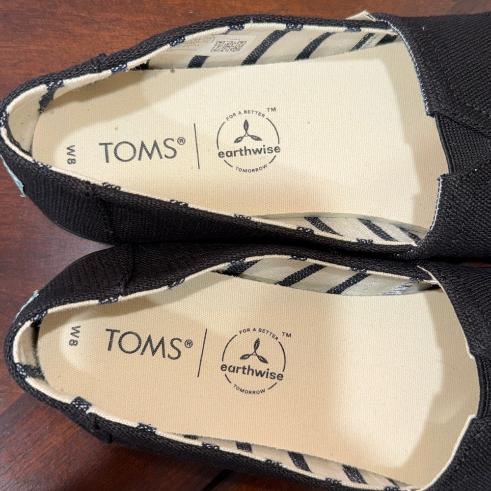 TOMS ALPARGATA CUPSOLE SLIP ON BLACK CANVAS SNEAKERS WOMEN’S SIZE 8 GUC SHOES - Picture 7 of 10